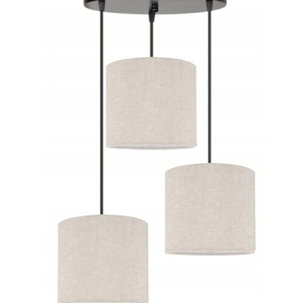 3lü Krem Silindir Kumaş Abajur Sarkıt Avize Modern Dekoratif Tasarım