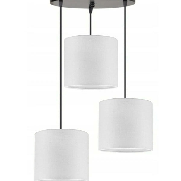 3lü Beyaz Silindir Kumaş Abajur Sarkıt Avize Modern Dekoratif Tasarım