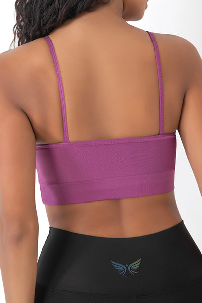 Önü Çapraz Askılı Crop Top Mor