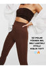 Brown, fleece-lined, elasticated, ribbed, and form-fitting interlock winter knit tights