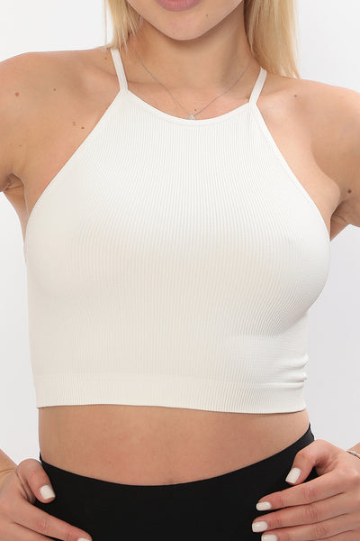 Fitilli Askılı Crop Top Beyaz