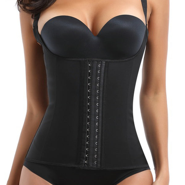 BLACK LATEX CORSET WITH STRAPS
