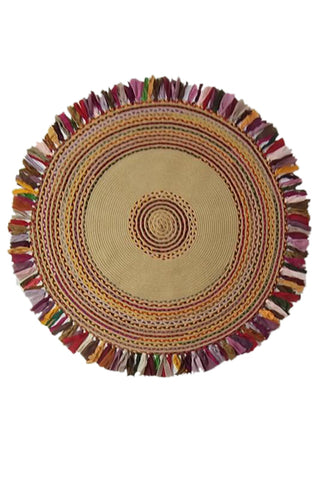 Püsküllü Yuvarlak Kilim - Bej WAHSHE-412