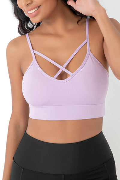 Önü Çapraz Askılı Crop Top Lila