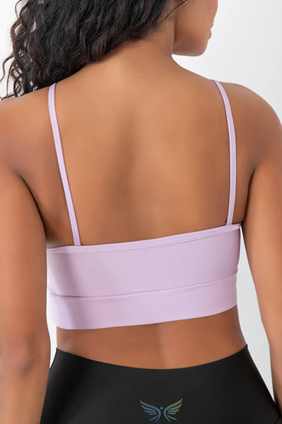 Önü Çapraz Askılı Crop Top Lila