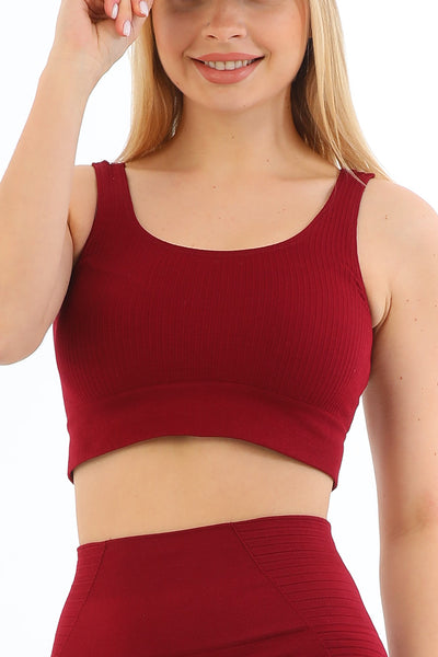 Seamless Fitilli Crop Top Bordo