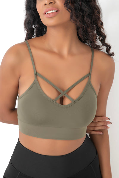 Önü Çapraz Askılı Crop Top Yeşil