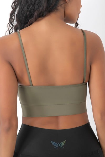 Önü Çapraz Askılı Crop Top Yeşil