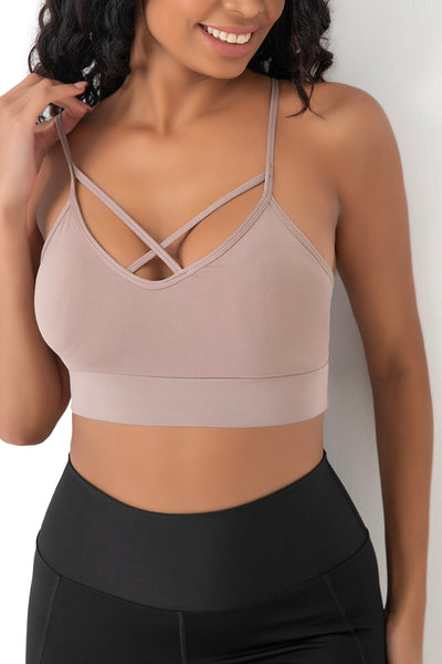 Önü Çapraz Askılı Crop Top Vizon