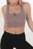 Zippered Sports Crop Top in Mink