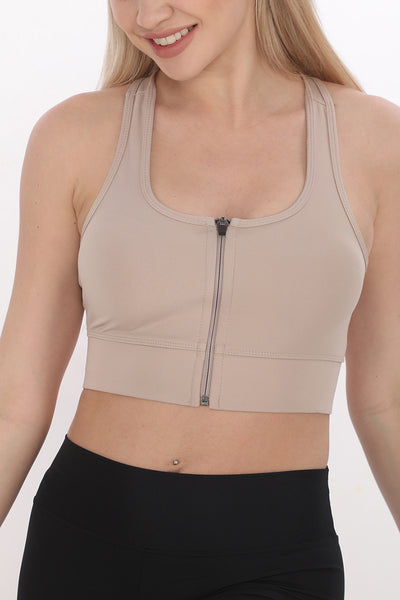 Fermuarlı Sporcu Crop Top Ten