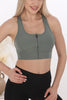 Zippered Sports Crop Top Green