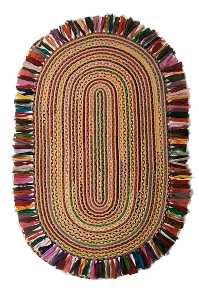 Püsküllü Oval Kilim - Bej WAHSHE-404