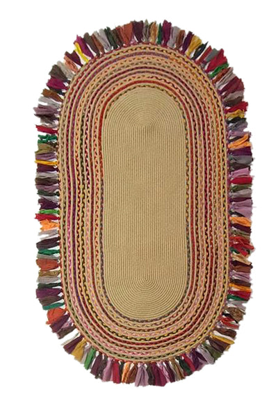 Püsküllü Oval Kilim - Bej