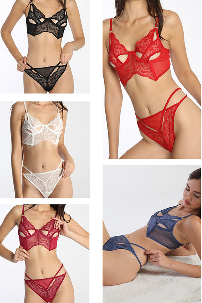 Halka Detaylı Dantelli Bralet Set Beyaz