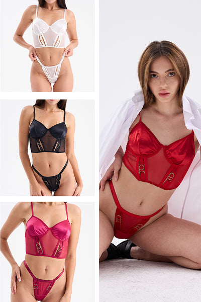 Halka Detaylı Bralet Set Vişne