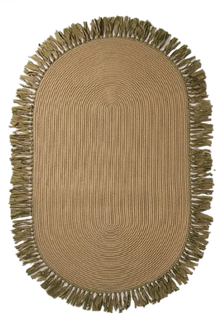 oval püsküllü jüt kilim