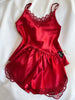 Fiona Satin Shorts Suit Red