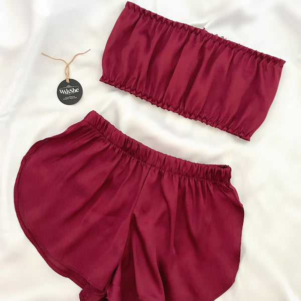 Alissa Satin Set Burgundy