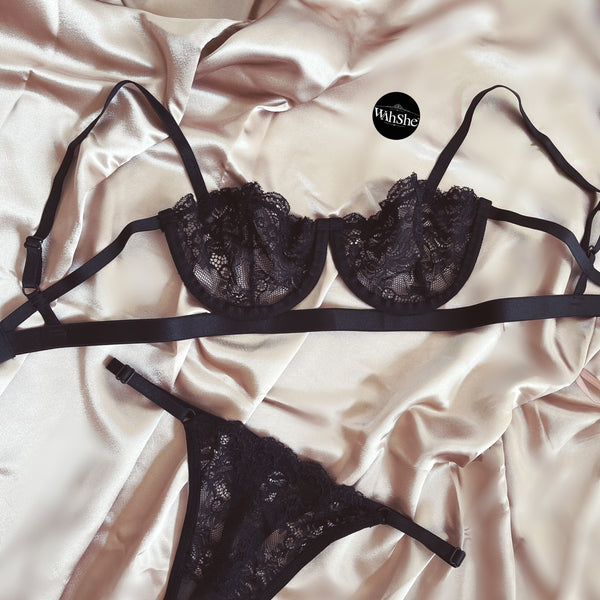 Amelia Black Bralet Set