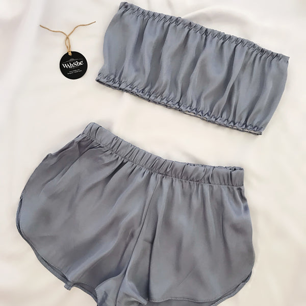 Alissa Satin Suit Gray