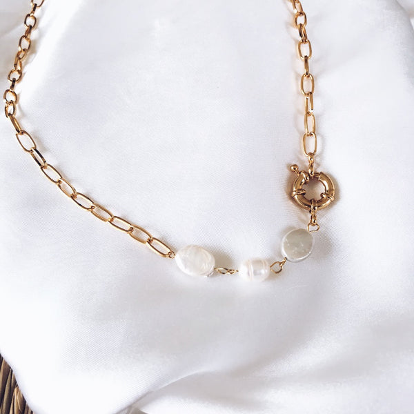 3 İncili Klipsli Kolye